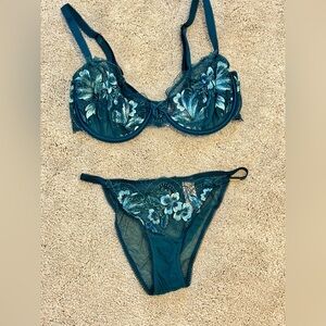 Boux Avenue Teal Lace Lingerie Set